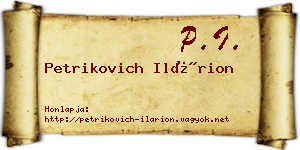 Petrikovich Ilárion névjegykártya